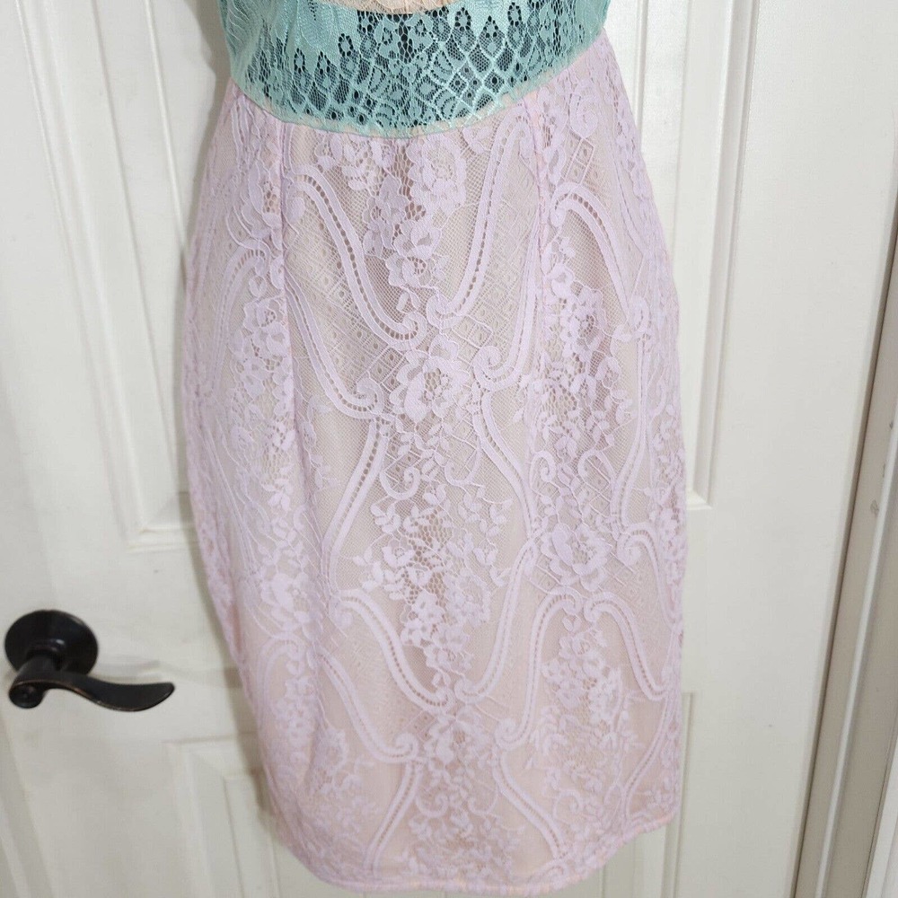 House of CB Womens Dress Alvaro Pink Purple Pastel Floral Lace Halter Bodycon S - Picture 5 of 10